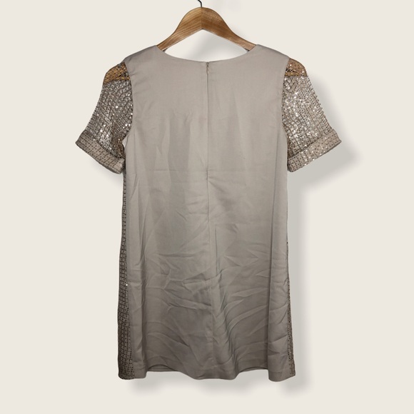 J By JOA Womens Gold Glitter Sequin Short Sleeve Lined Dress Size Small - Picture 3 of 16